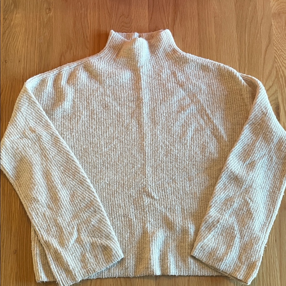 Chelsea28 Cream Ribbed Turtleneck Sweater